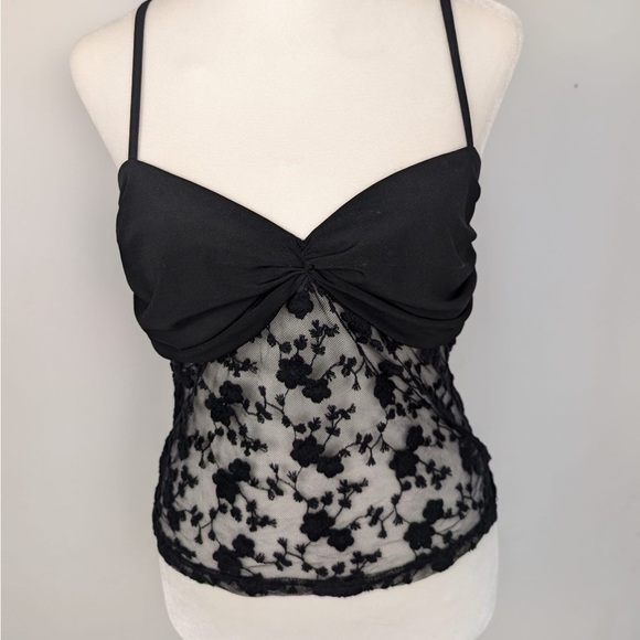 SKY TO MOON Black Sheer Lace Tank Top - Picture 1 of 2